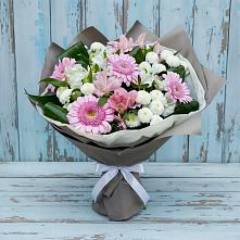Букет цветов из:  Герберы, Альстромерии и Хризантемы #REPLACE_PRED# Зеленогорском