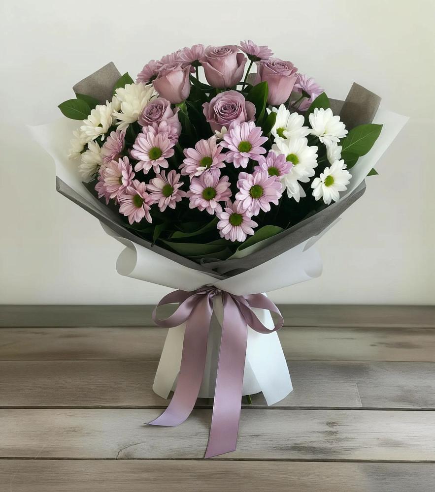 Букет цветов из: Хризантемы и Розы в Зеленогорском