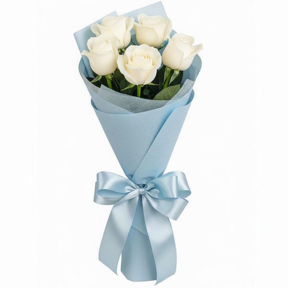 Букет 5 Белых роз Проуд в Зеленогорском