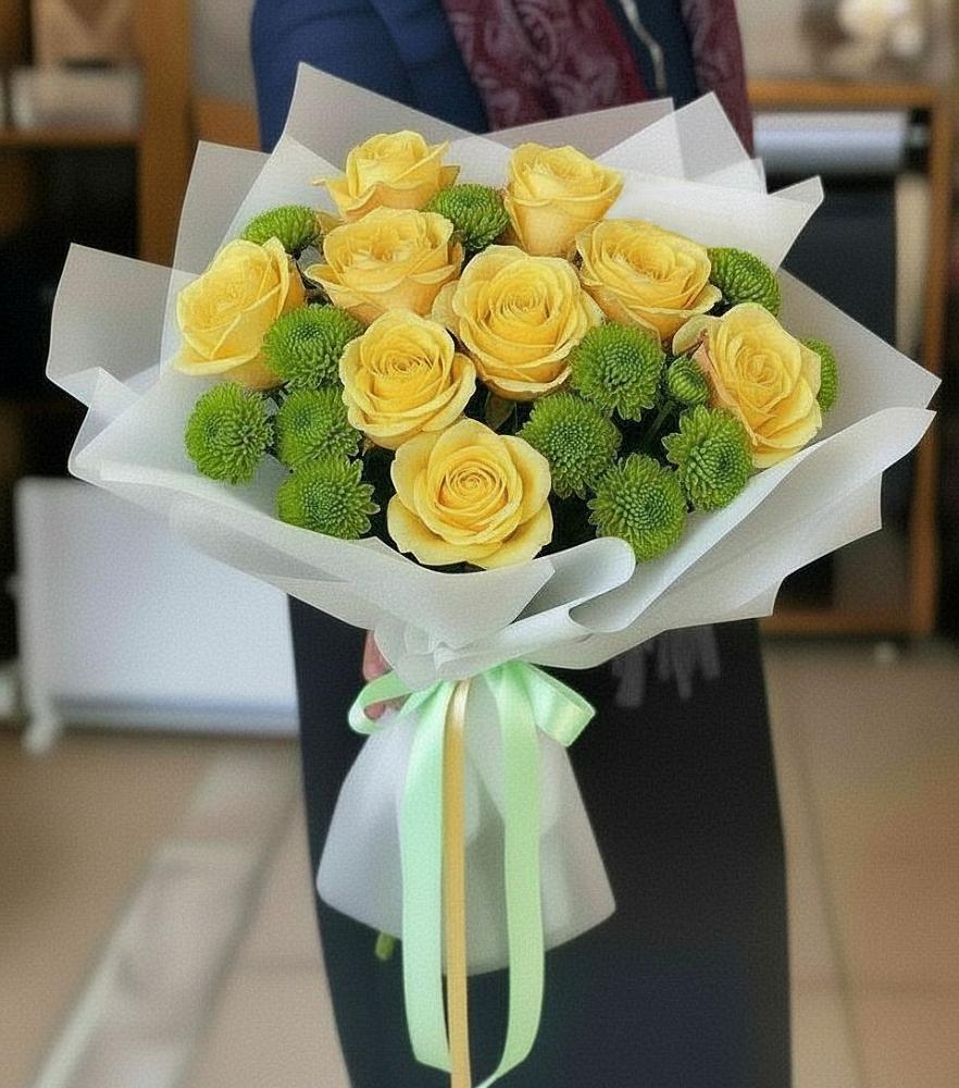 Букет цветов из: Хризантемы и Розы в Зеленогорском