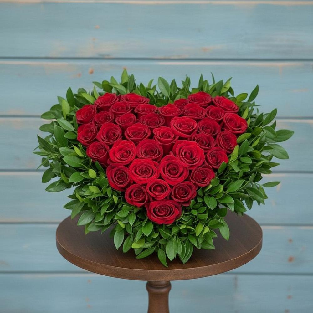 Цветочная композиция из Розы в виде сердца в Зеленогорском