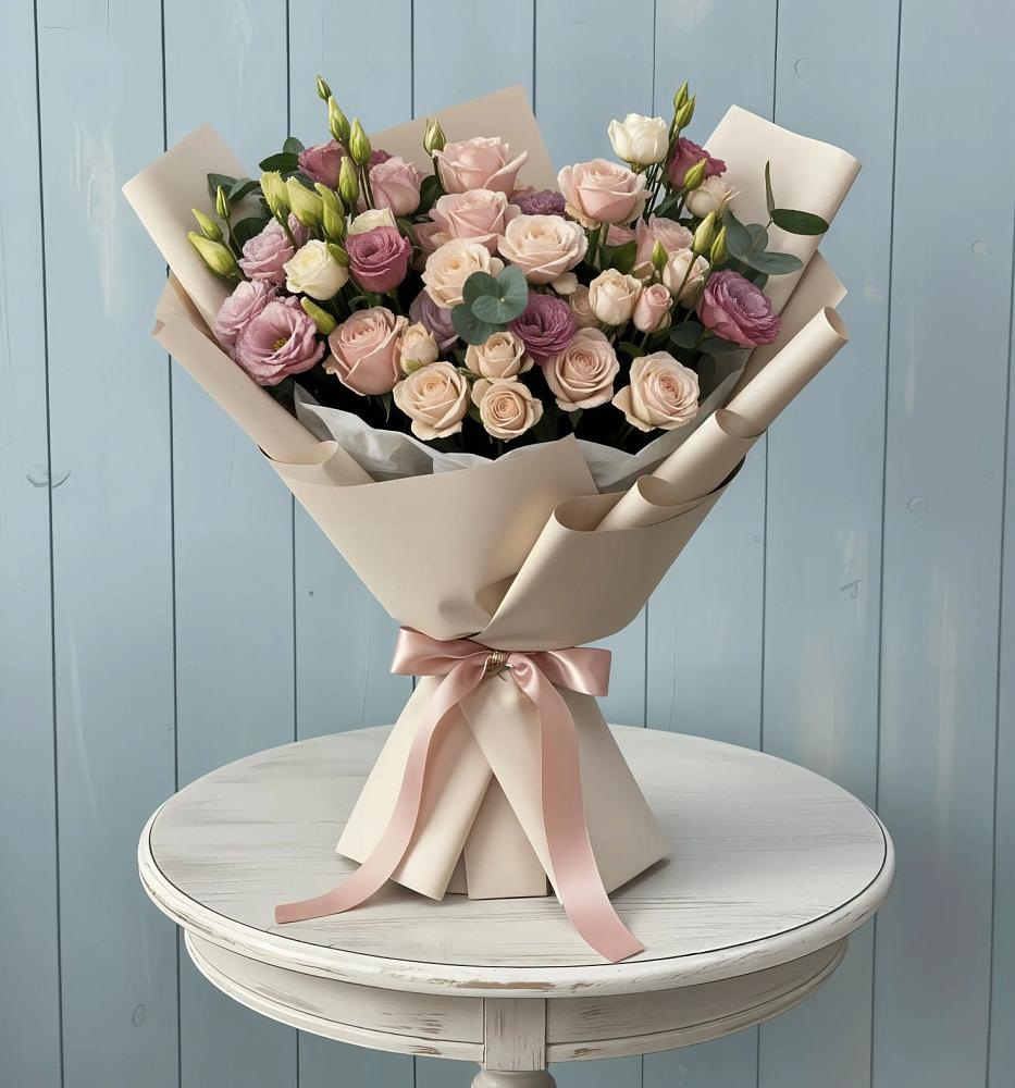 Букет цветов из: Розы и Лизиантусы в Зеленогорском