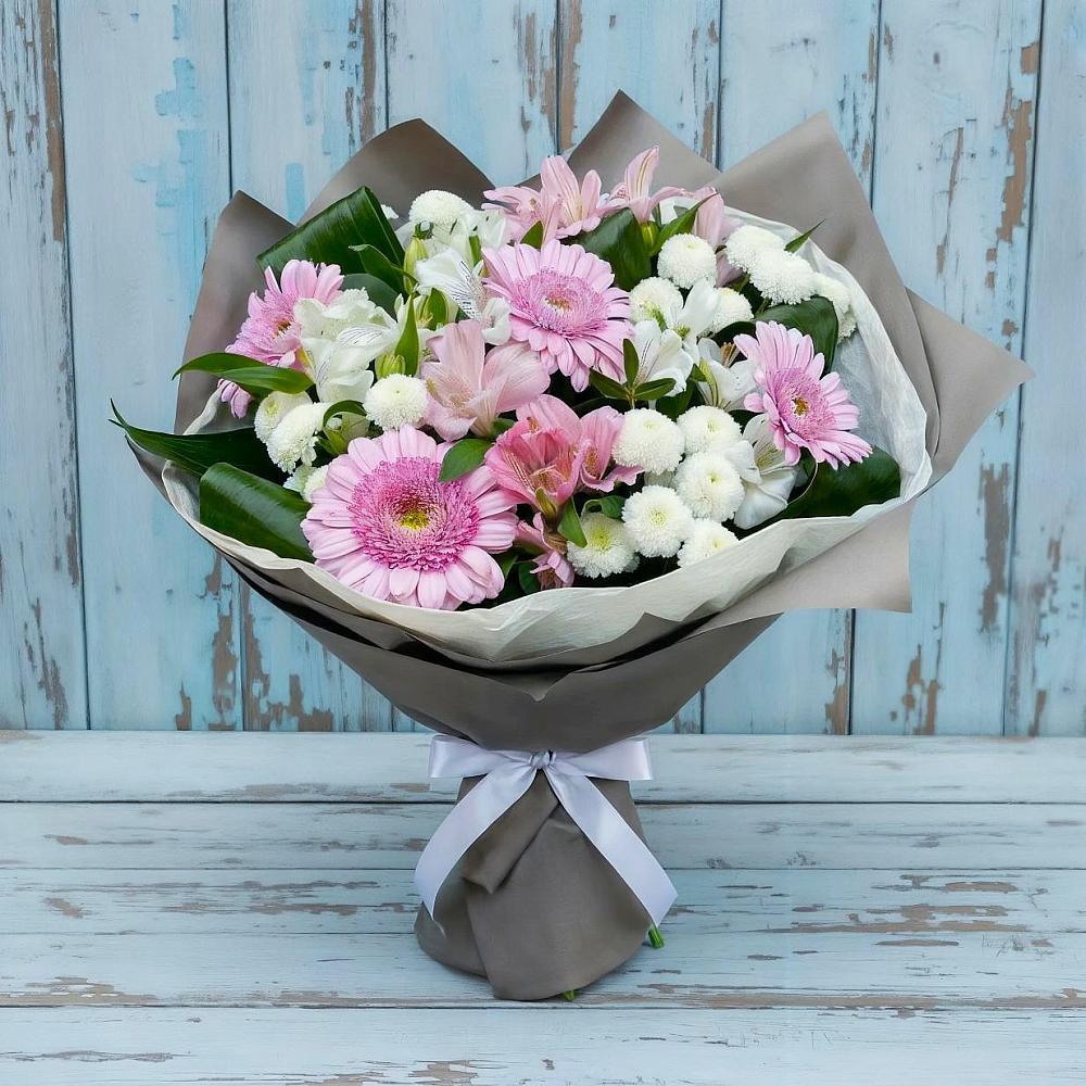 Букет цветов из: Герберы, Альстромерии и Хризантемы в Зеленогорском