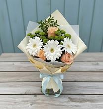 Букет цветов из:  Герберы, Розы и Хризантемы #REPLACE_PRED# Зеленогорском