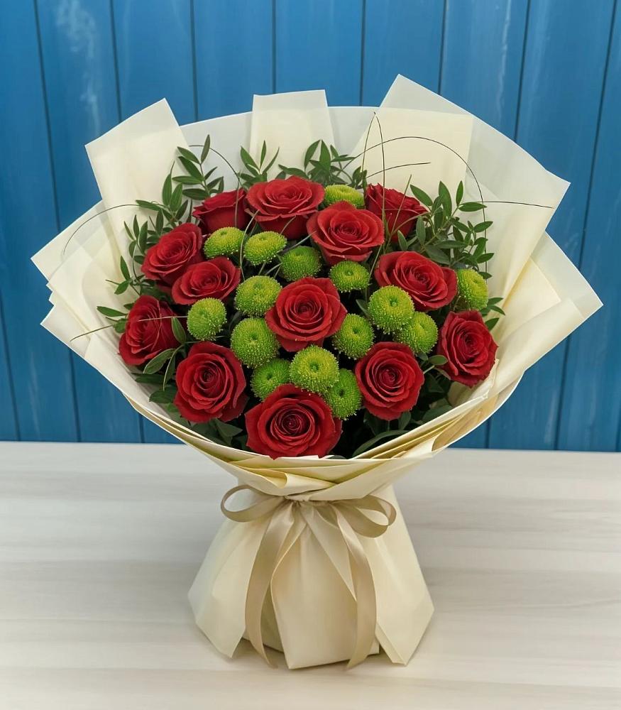 Букет цветов из: Розы и Хризантемы в Зеленогорском