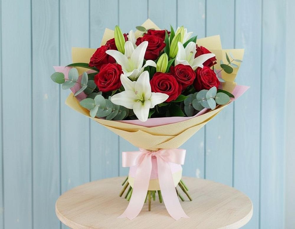 Букет цветов из: Лилии и Розы в Зеленогорском